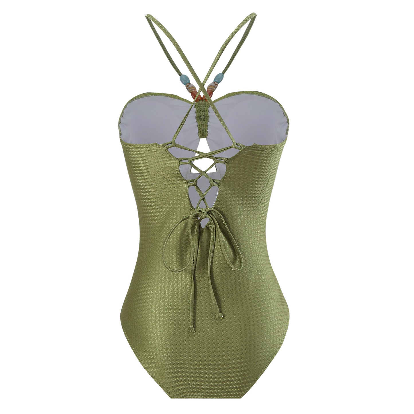 Textured Olive Green Swimsuit