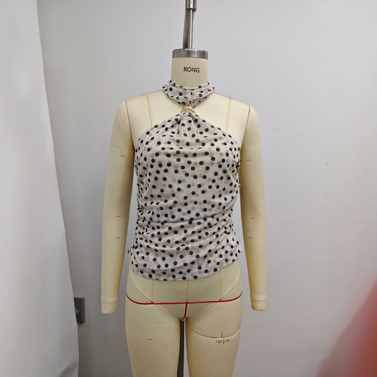 White Polka Dot Halter Top