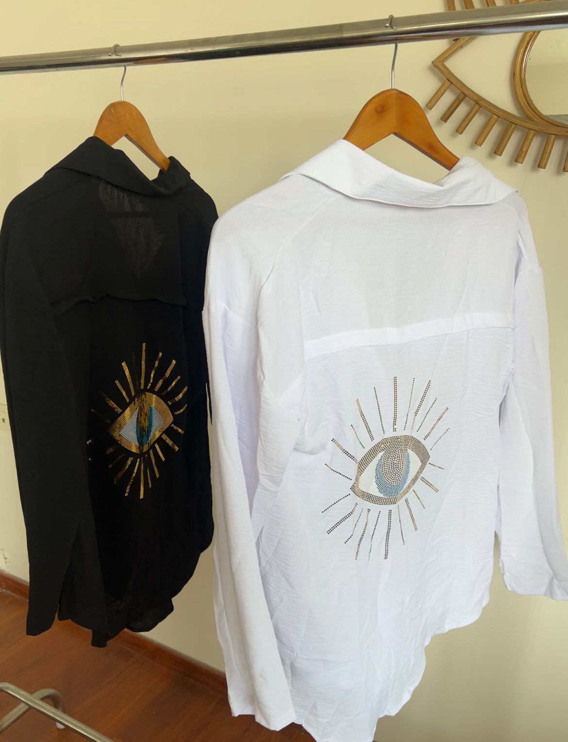 Oversize Sequin Evil Eye Shirt