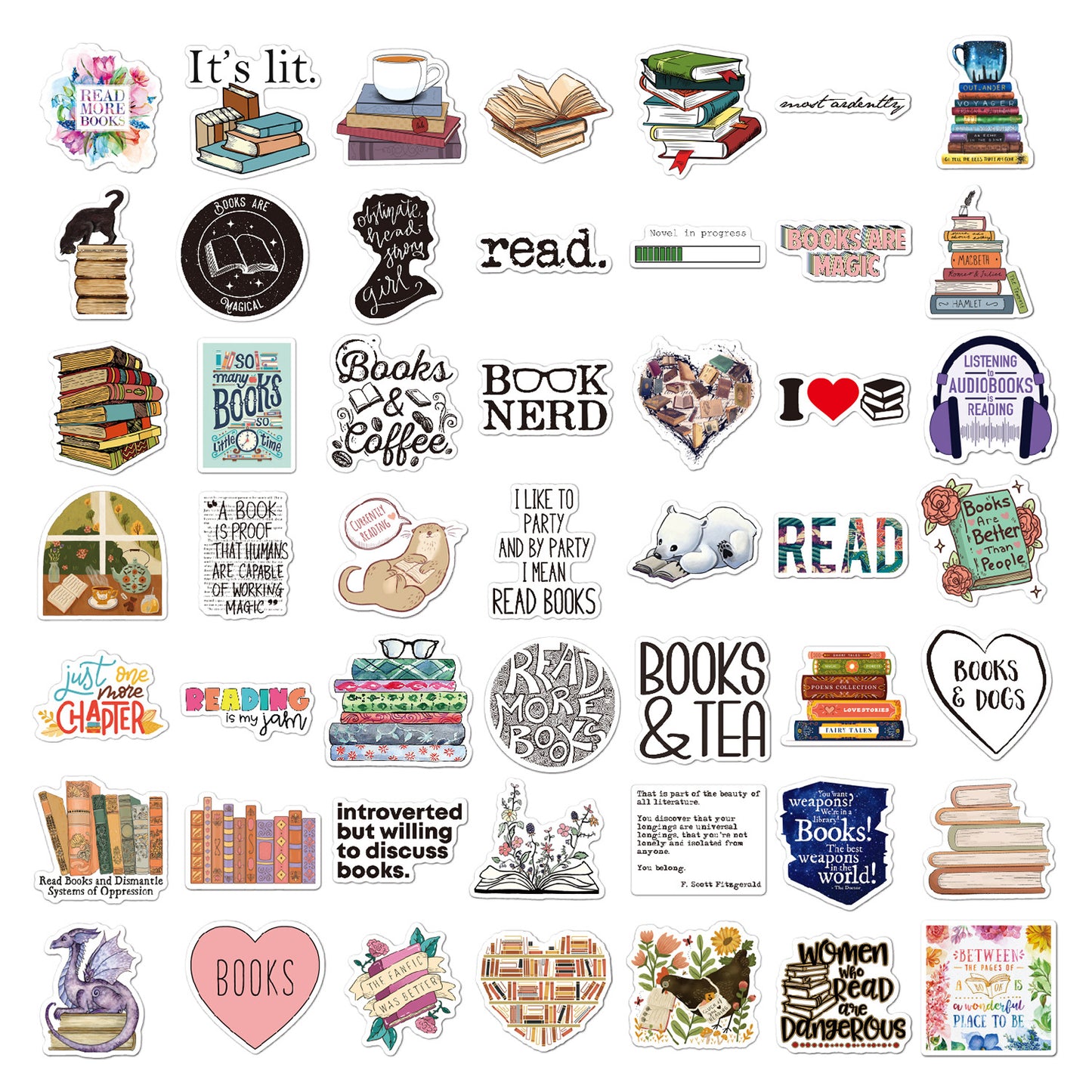Book Lovers Set of 50 Graffiti Stickers (style 2)