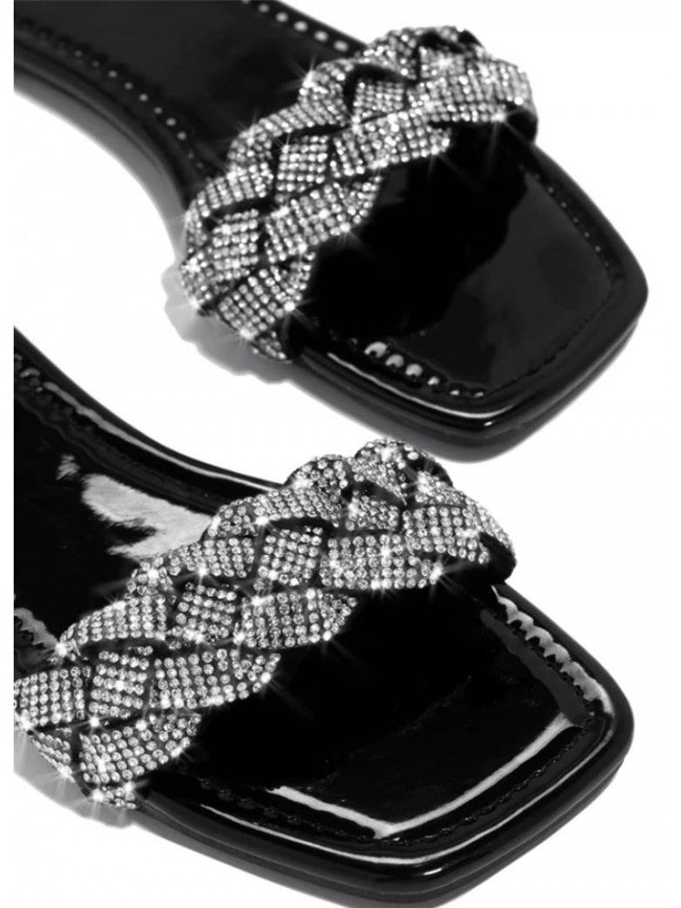 Black Rhinestone Flats