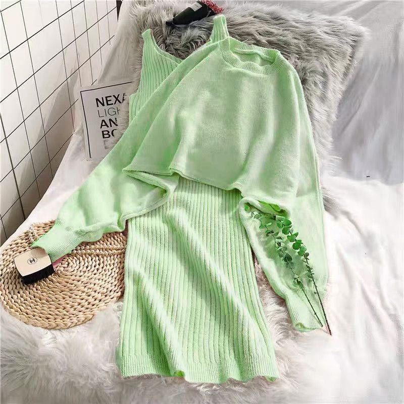 Two Piece Knit Dress and Sweater Set