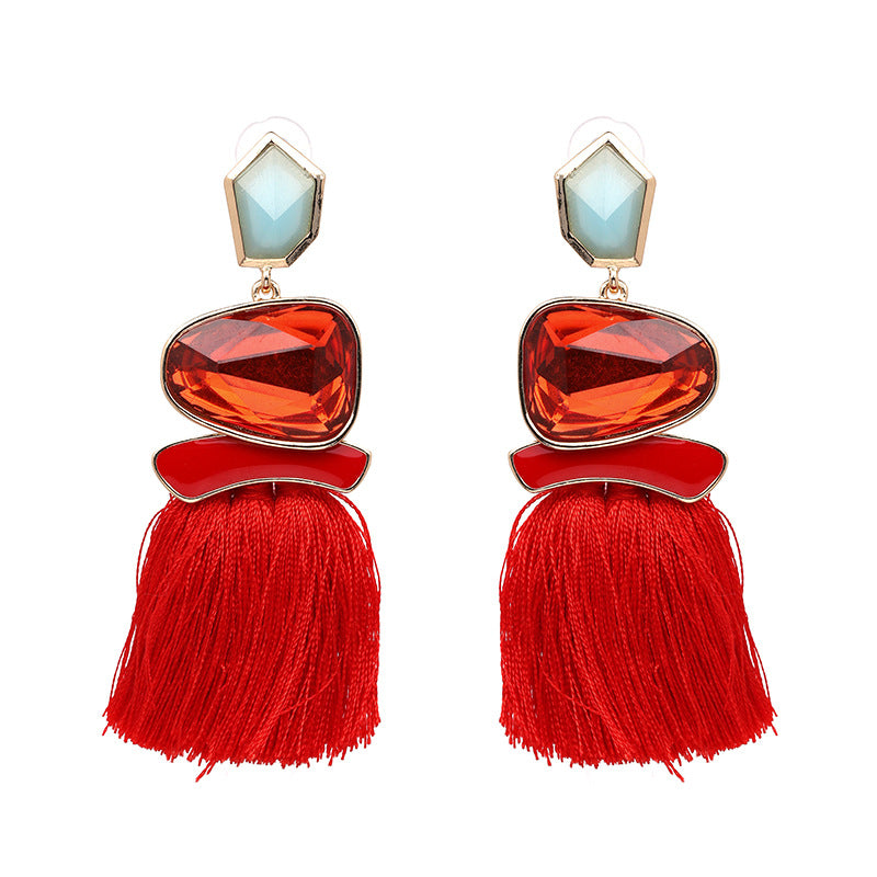 Jewel Tone Tassel Earrings