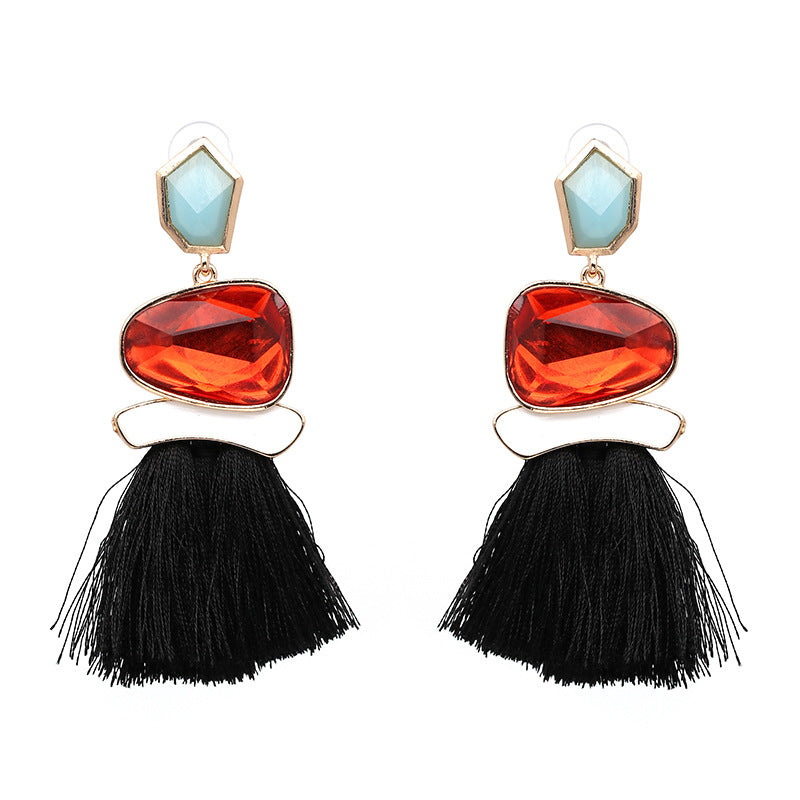 Jewel Tone Tassel Earrings