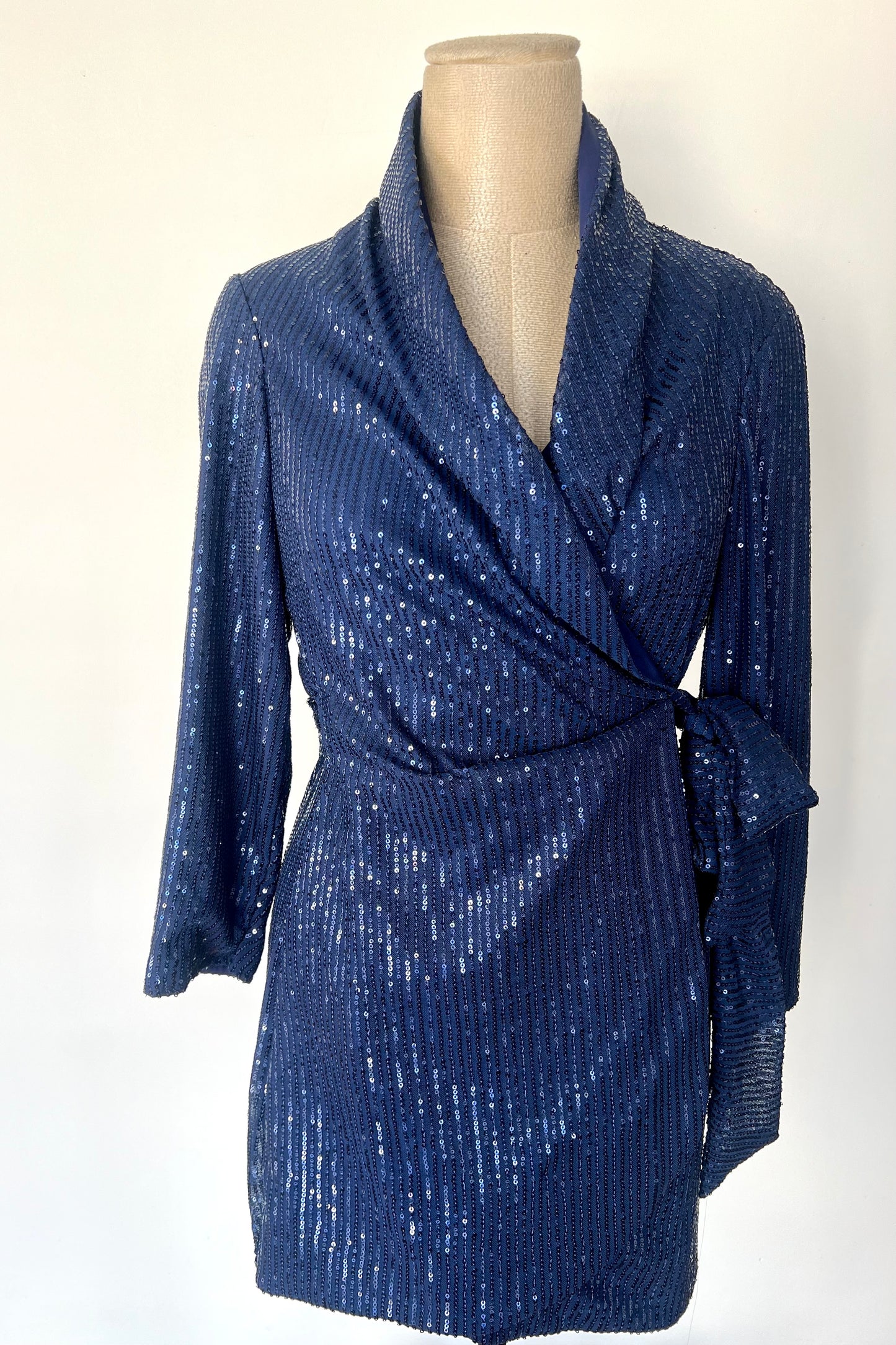 Navy Blue Sequin Blazer Dress