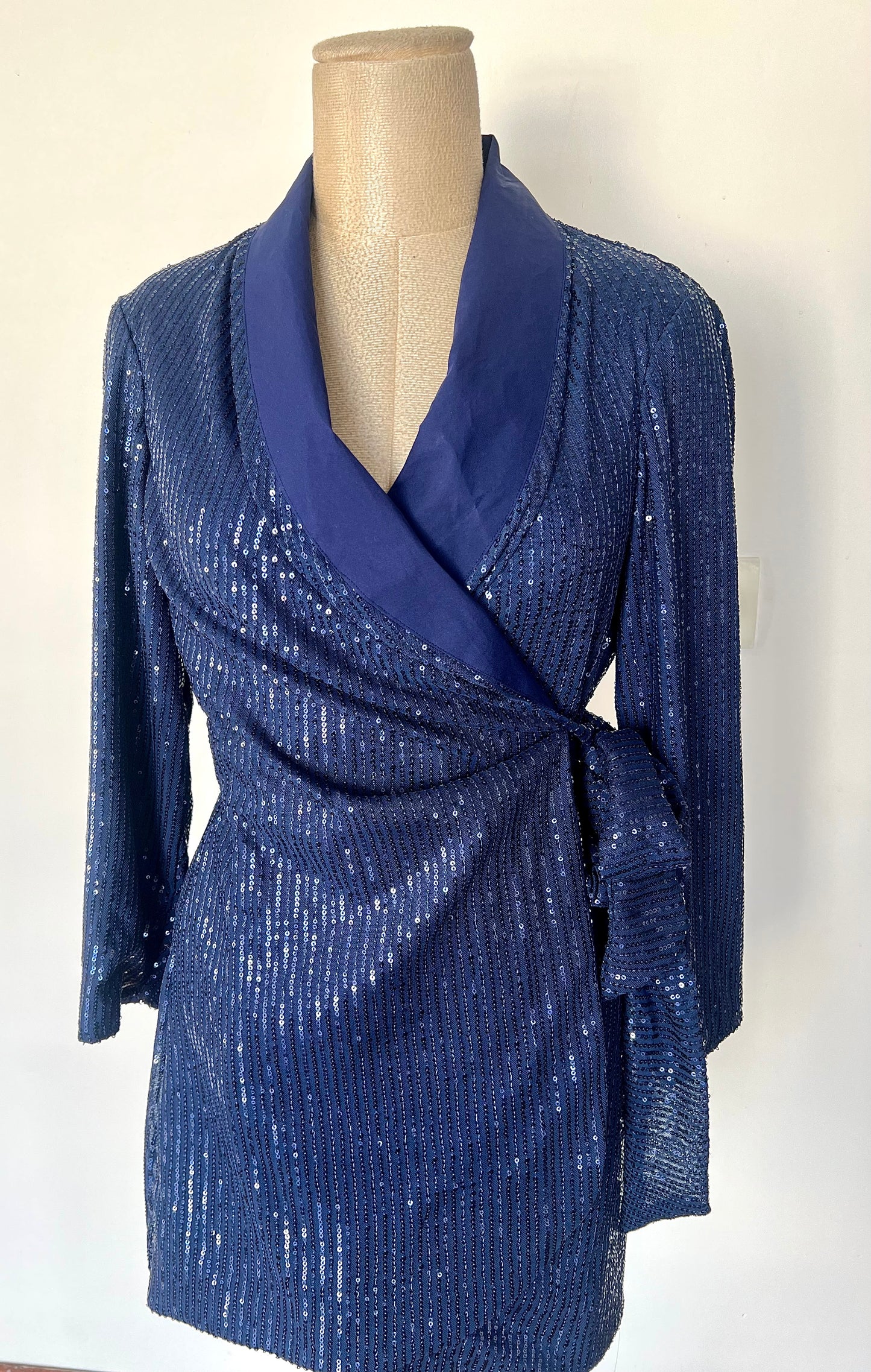 Navy Blue Sequin Blazer Dress