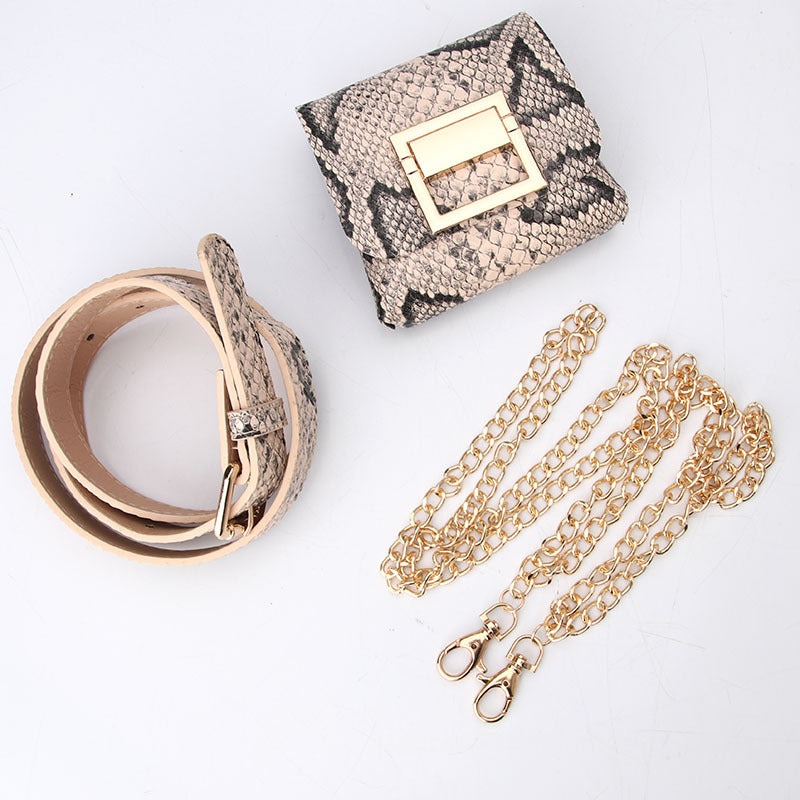 Snakeskin PU Leather Belt Bag