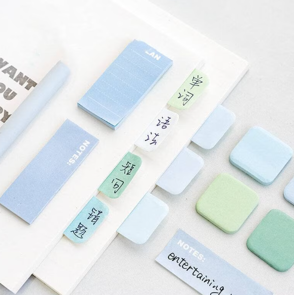 Pastel Mini Sticky Notes Box in Sea Salt Milk Blue