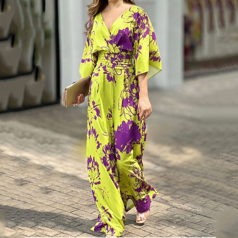 Floral Printed Wide Leg Jumpsuit