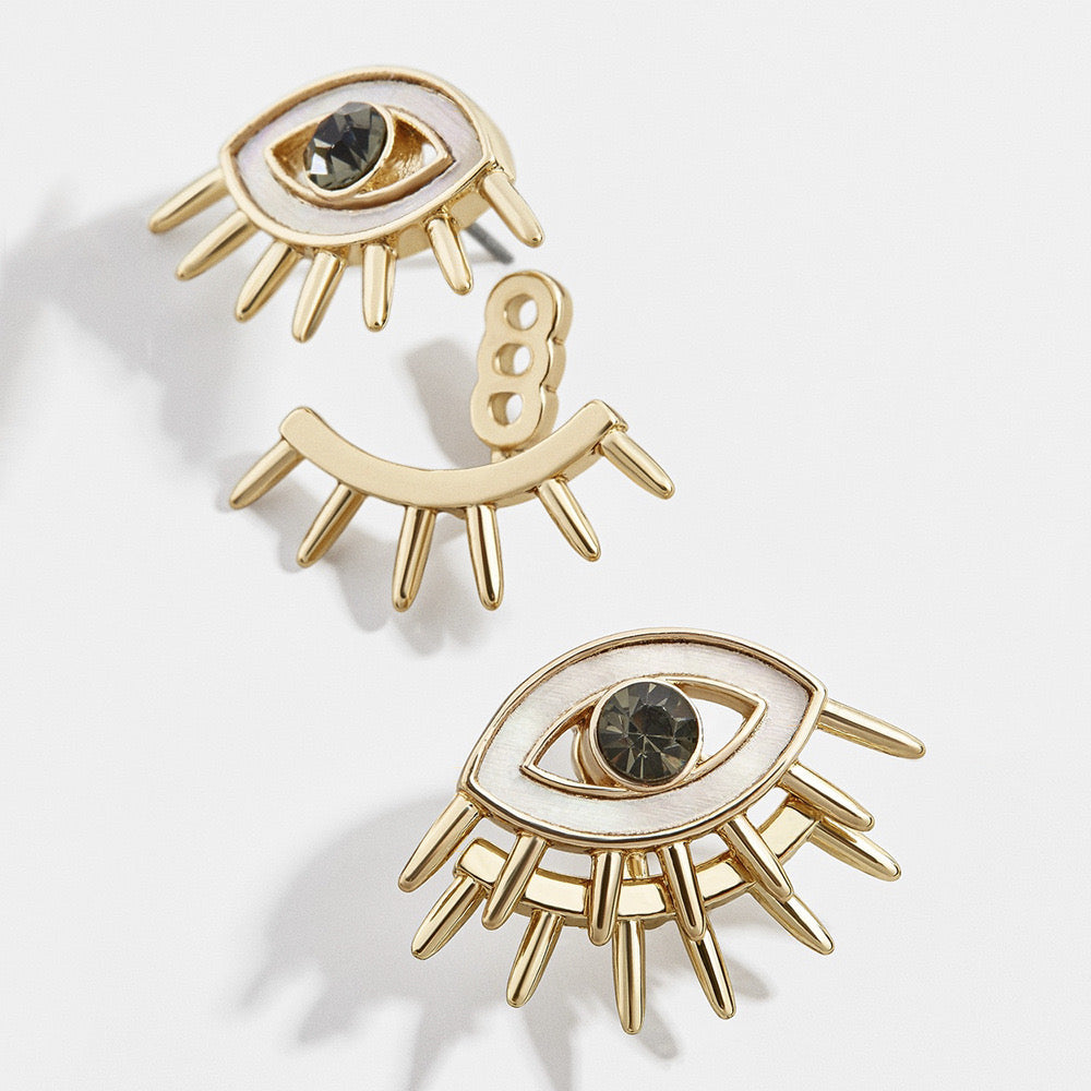 White Evil Eye Earrings
