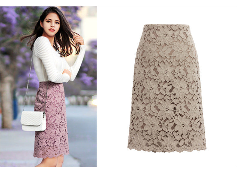 Knee Length Lace Skirt