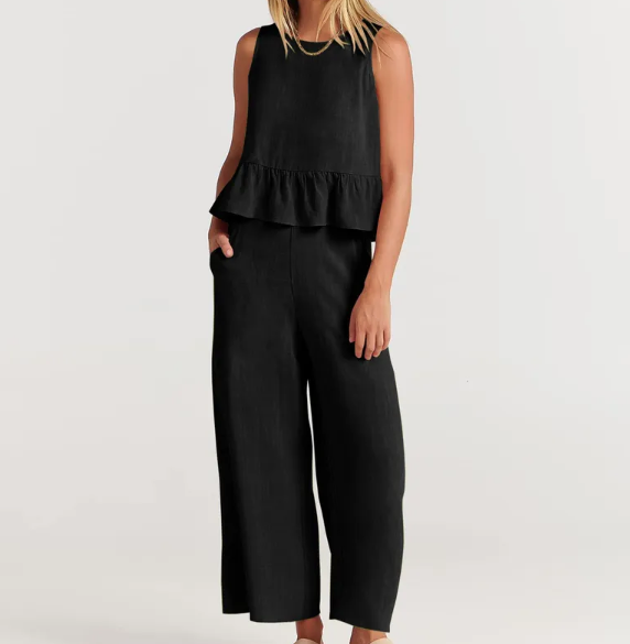 Linen Sleeveless Pant Set