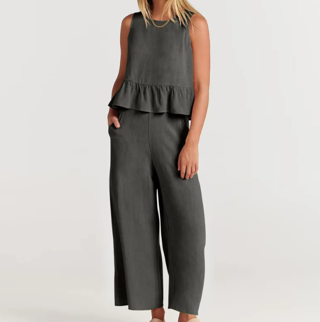 Linen Sleeveless Pant Set