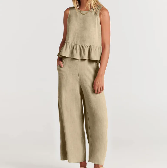 Linen Sleeveless Pant Set