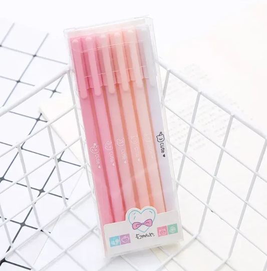 Set of 6 gel pens- Pink Series