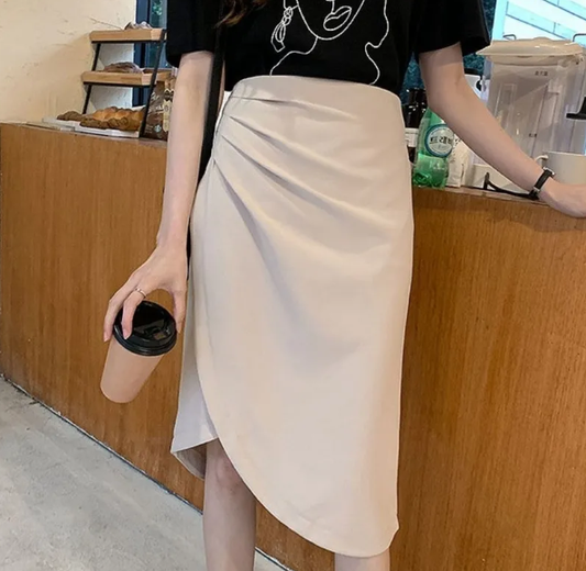 Cream Ruched Skirt