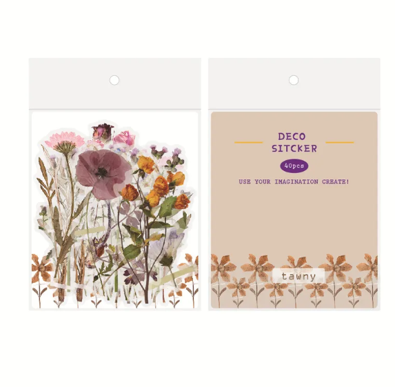 Pressed Flower Clear PET Journal Stickers (40pcs)