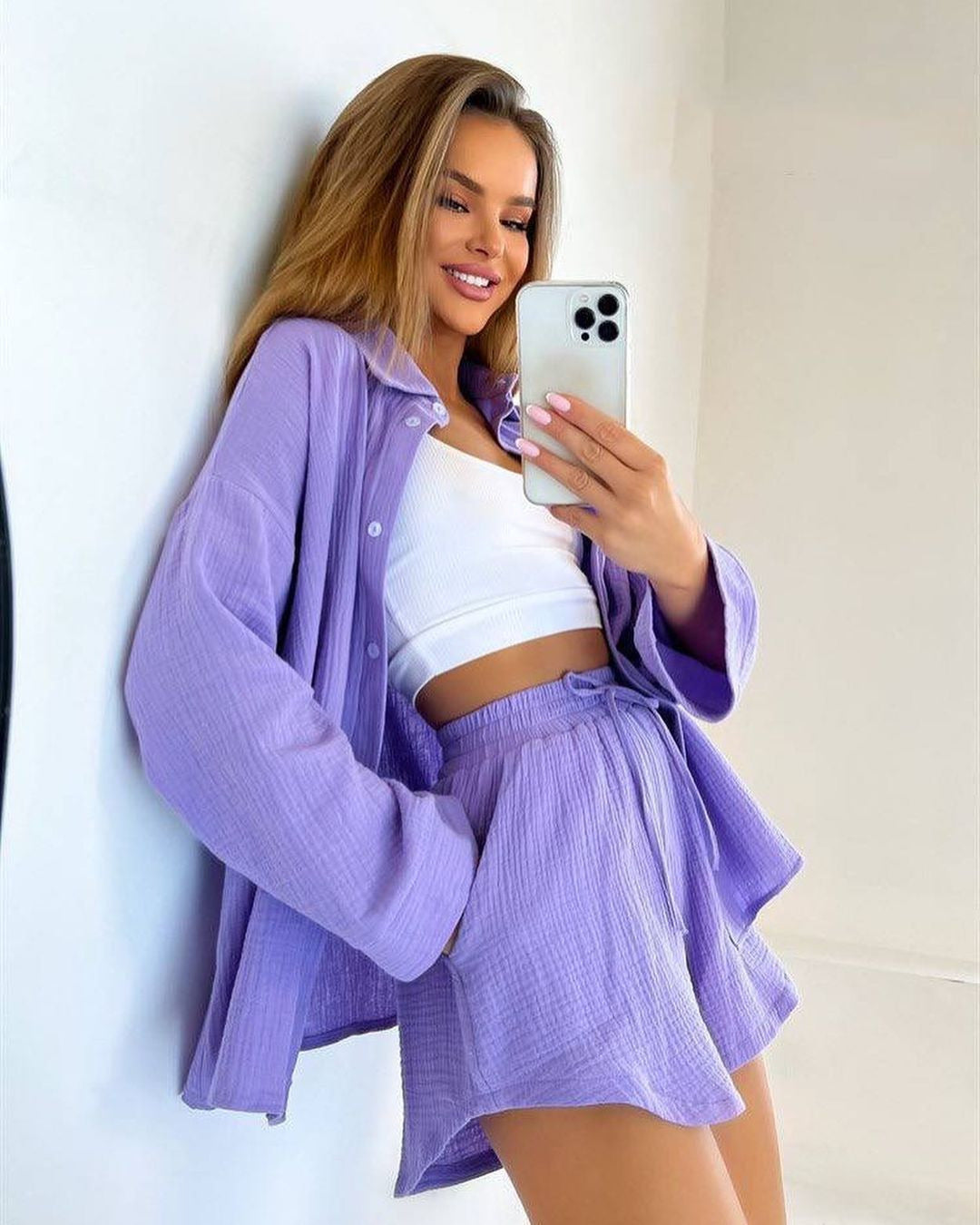 Cotton Shirt and Shorts Set