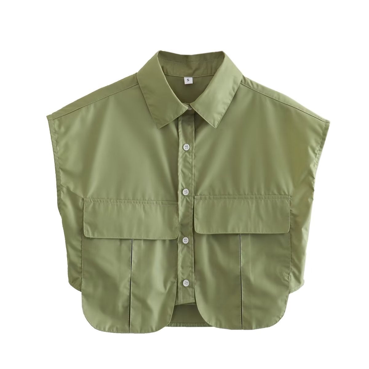 Sleeveless Cropped Utility Shirt