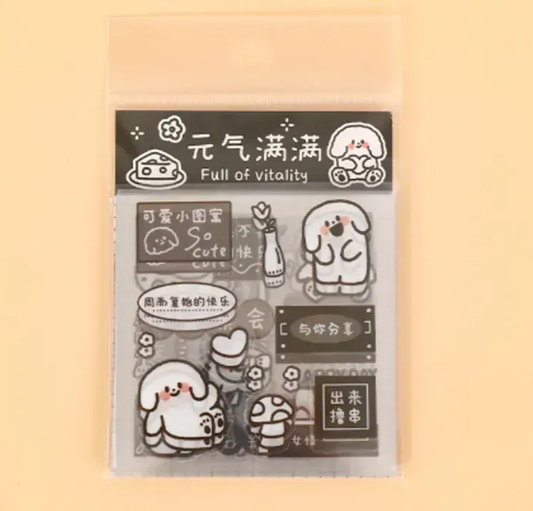 Cute Kawaii Pack of 20 PET Stickers-Black