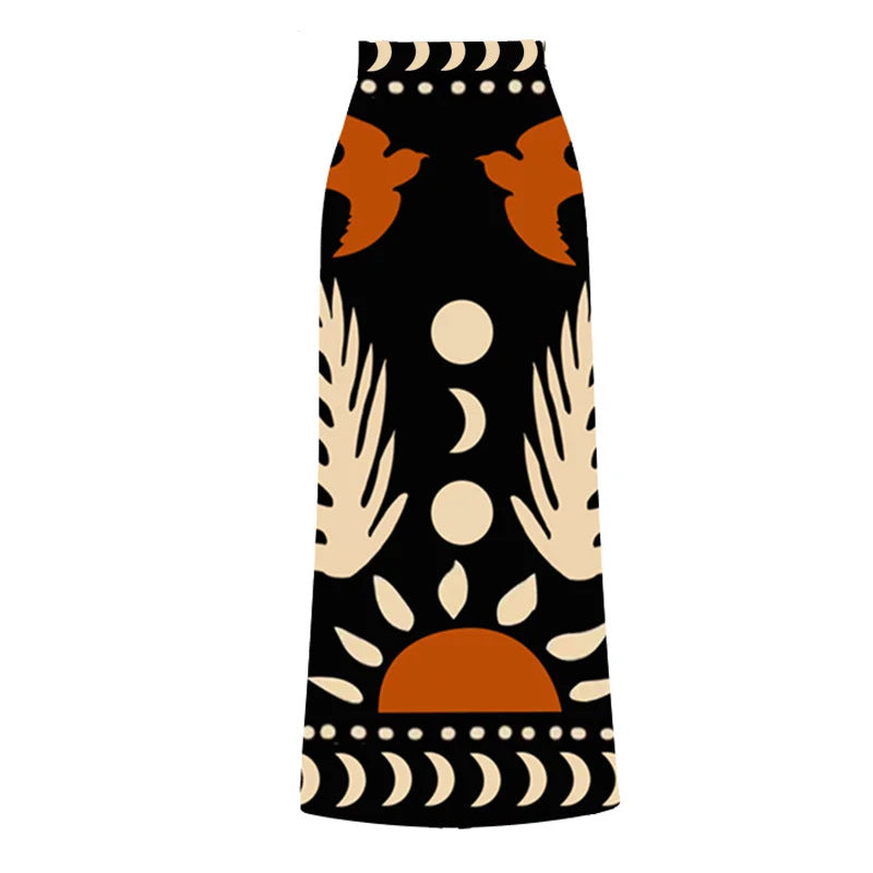Black and Brown Tropical Printed Pattern Swimsuit Wrap