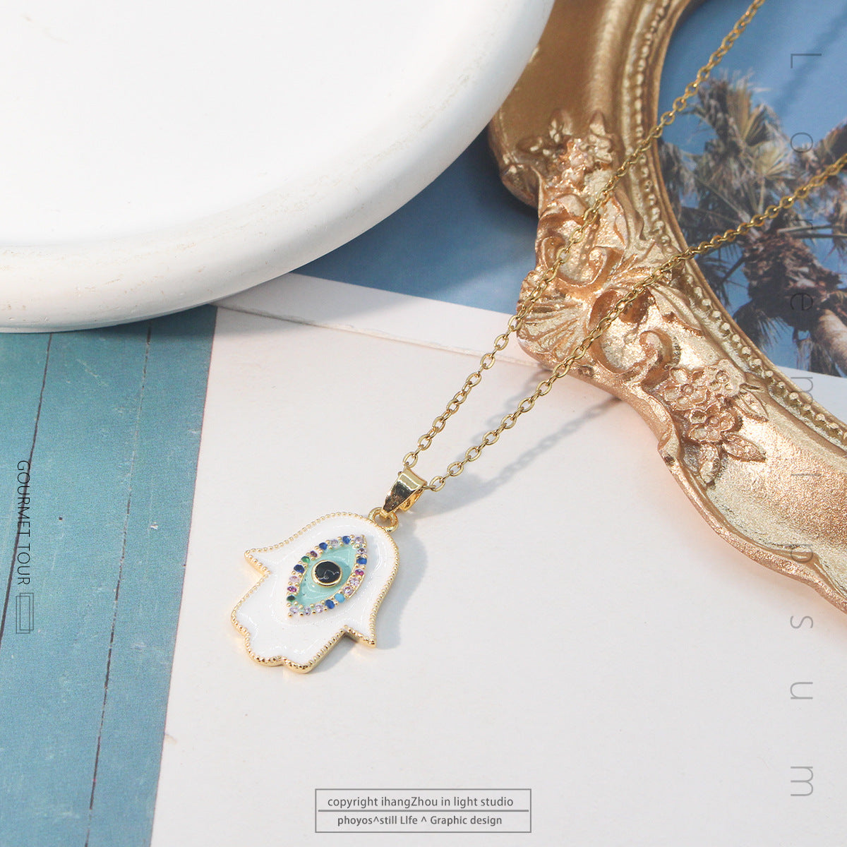Titanium Steel Evil Eye Charm Necklace