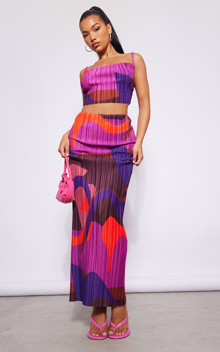 Abstract Print Skirt Set