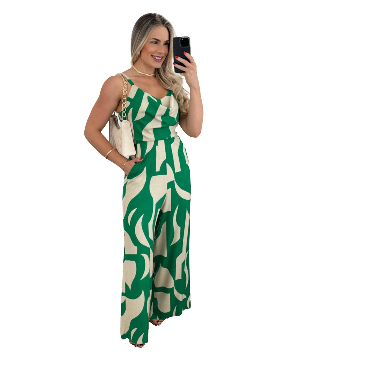 Abstract Print Wide Leg Jumpsuit