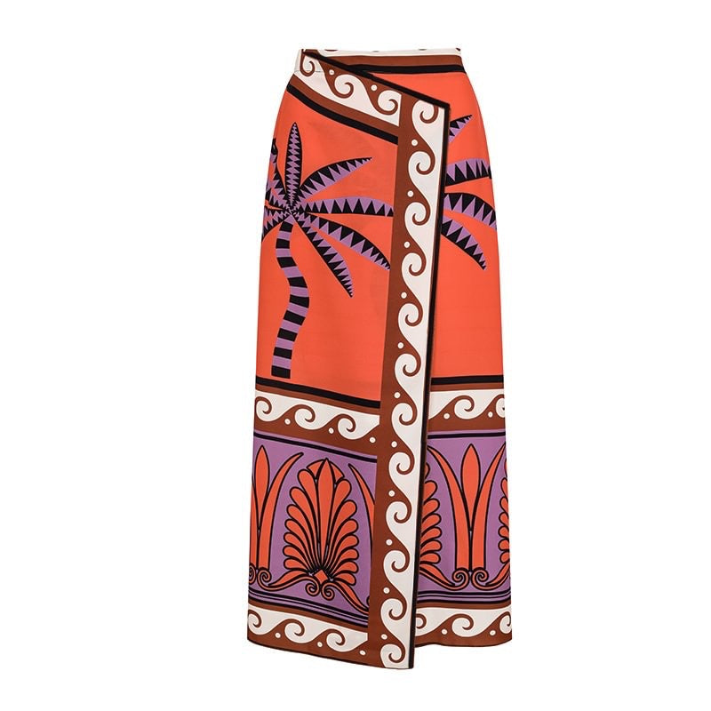 Orange Palm Print Cover Up