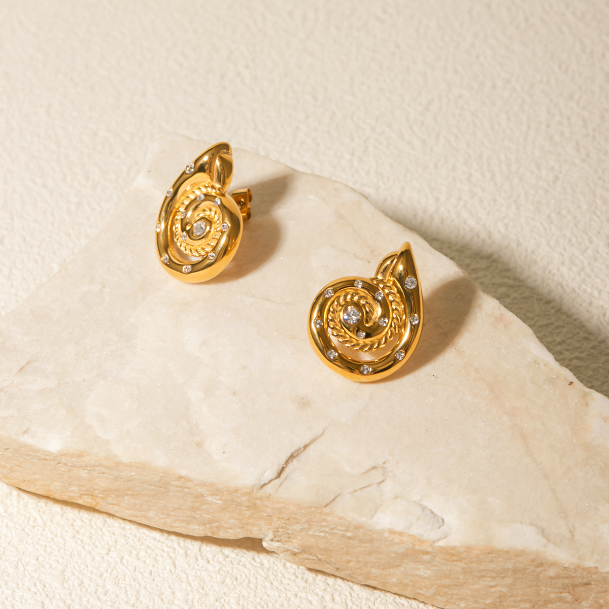 Stainless Steel Spiral Conch Earrings