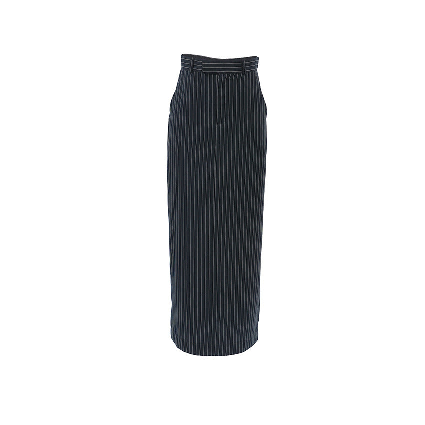 Black Pinstripe Maxi Skirt