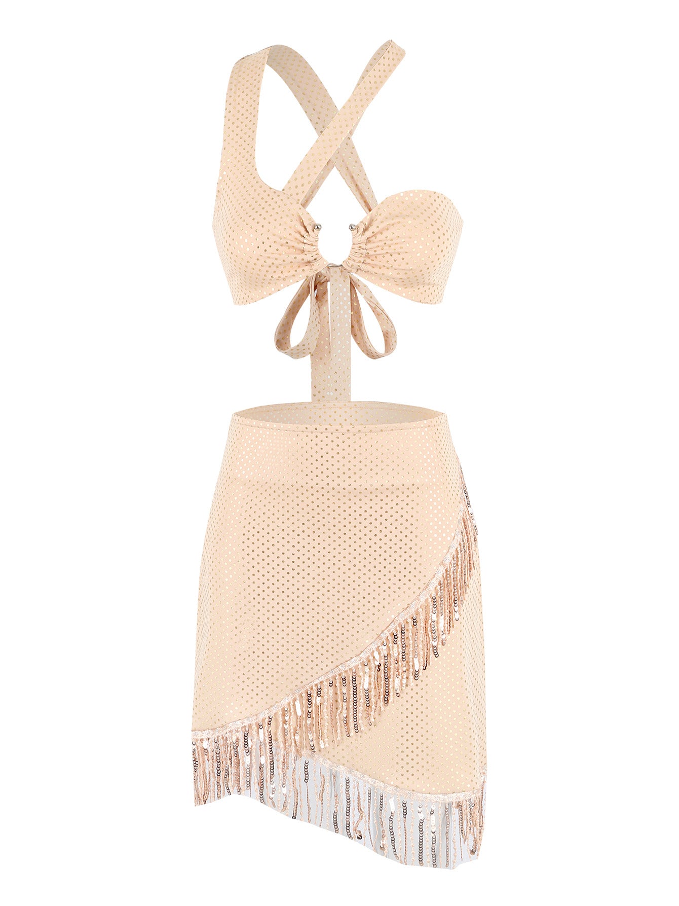 One Shoulder Shimmer Crop Top and Skirt Set