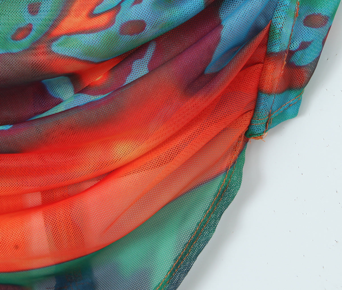 Orange and Blue Abstract Print Backless Top