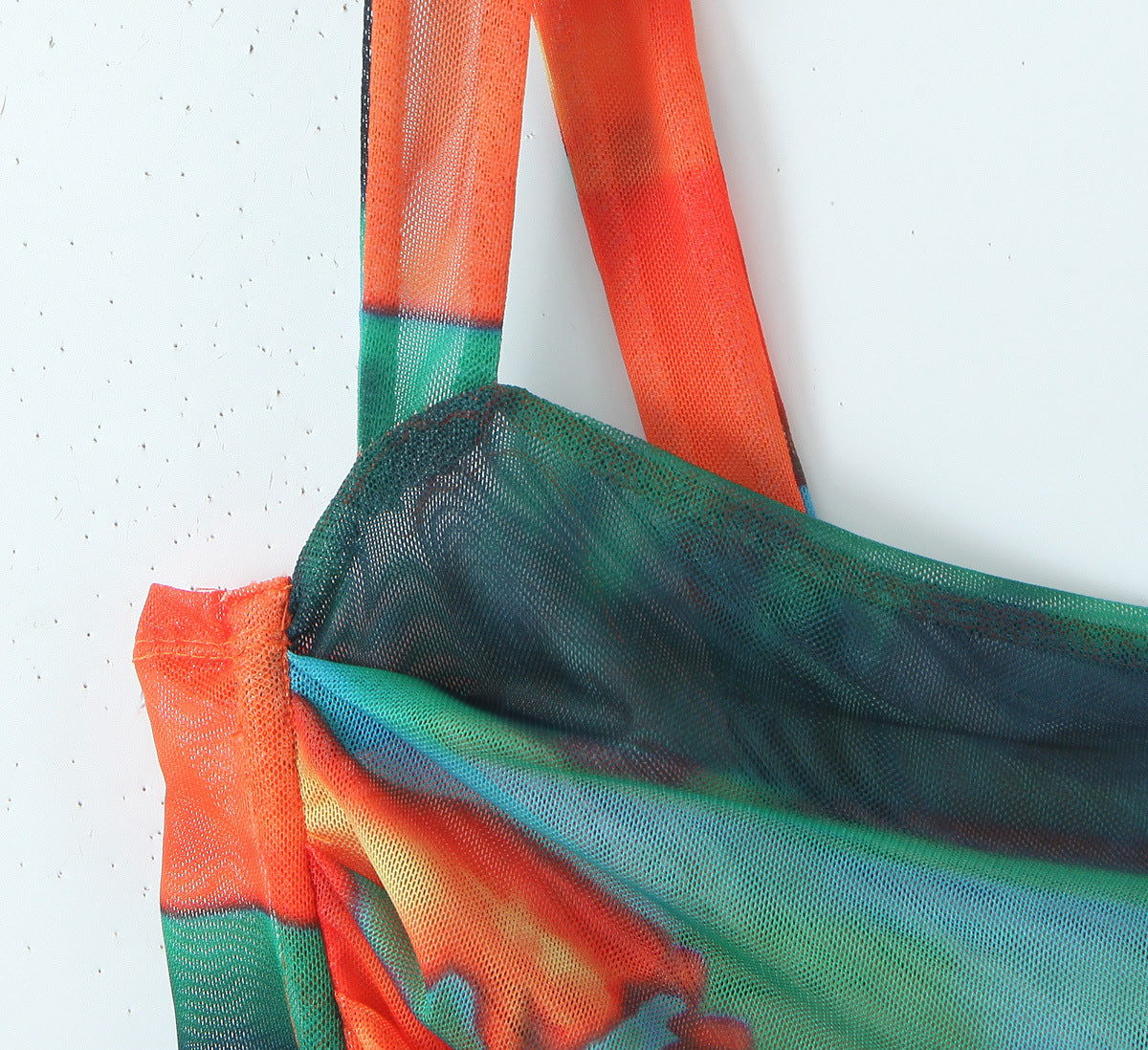 Orange and Blue Abstract Print Backless Top