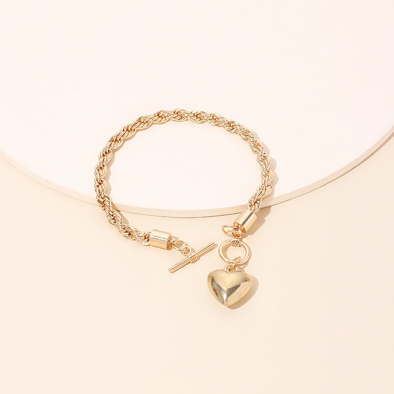 Gold Heart Charm Bracelet