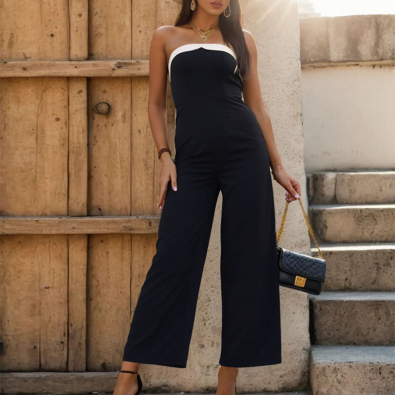 Black and White Bandeau Jumpsuit