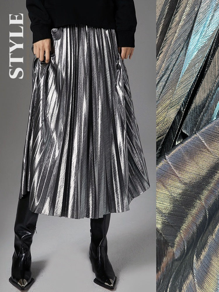 Pleated Metallic Skirt