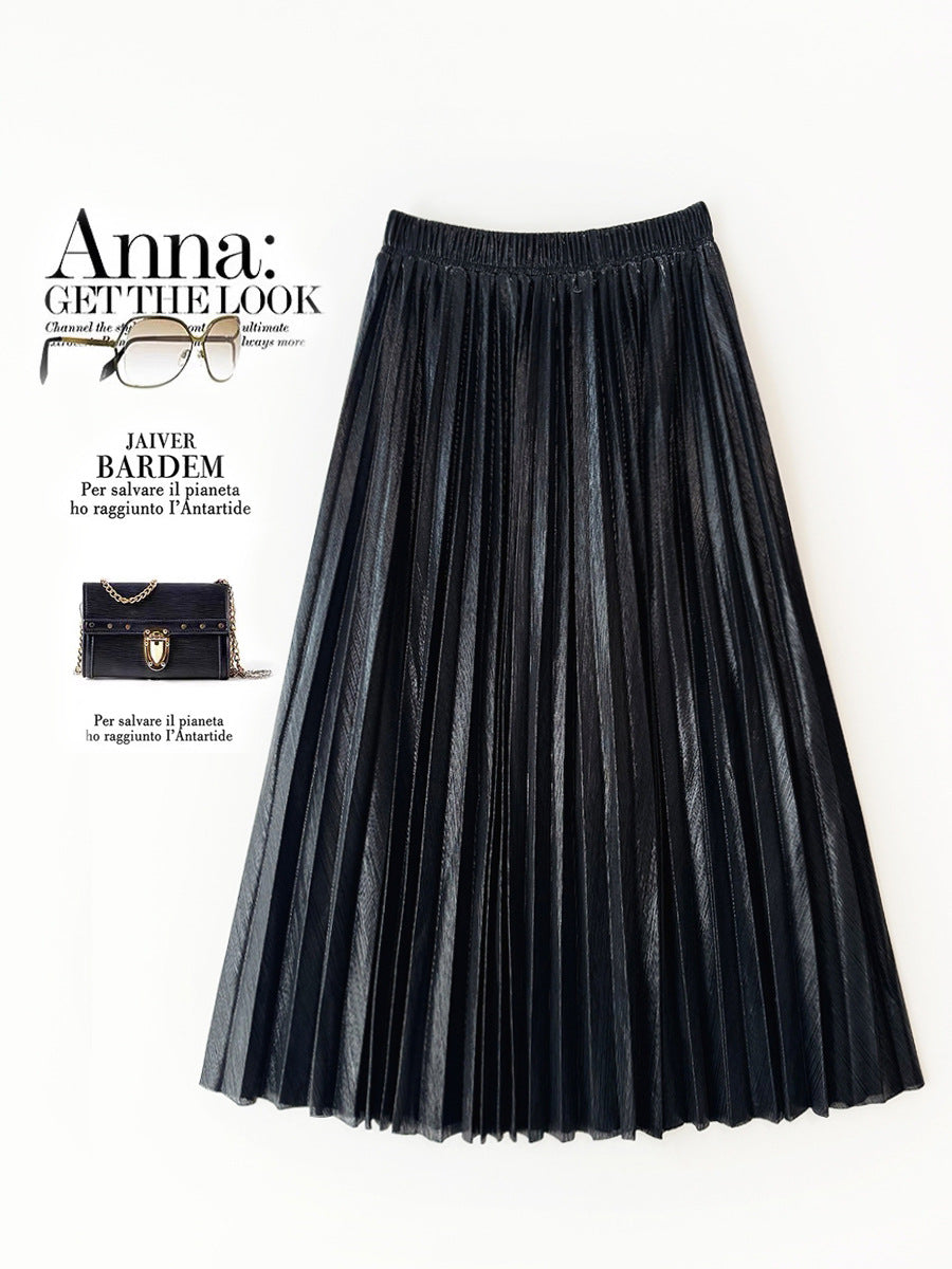 Pleated Metallic Skirt