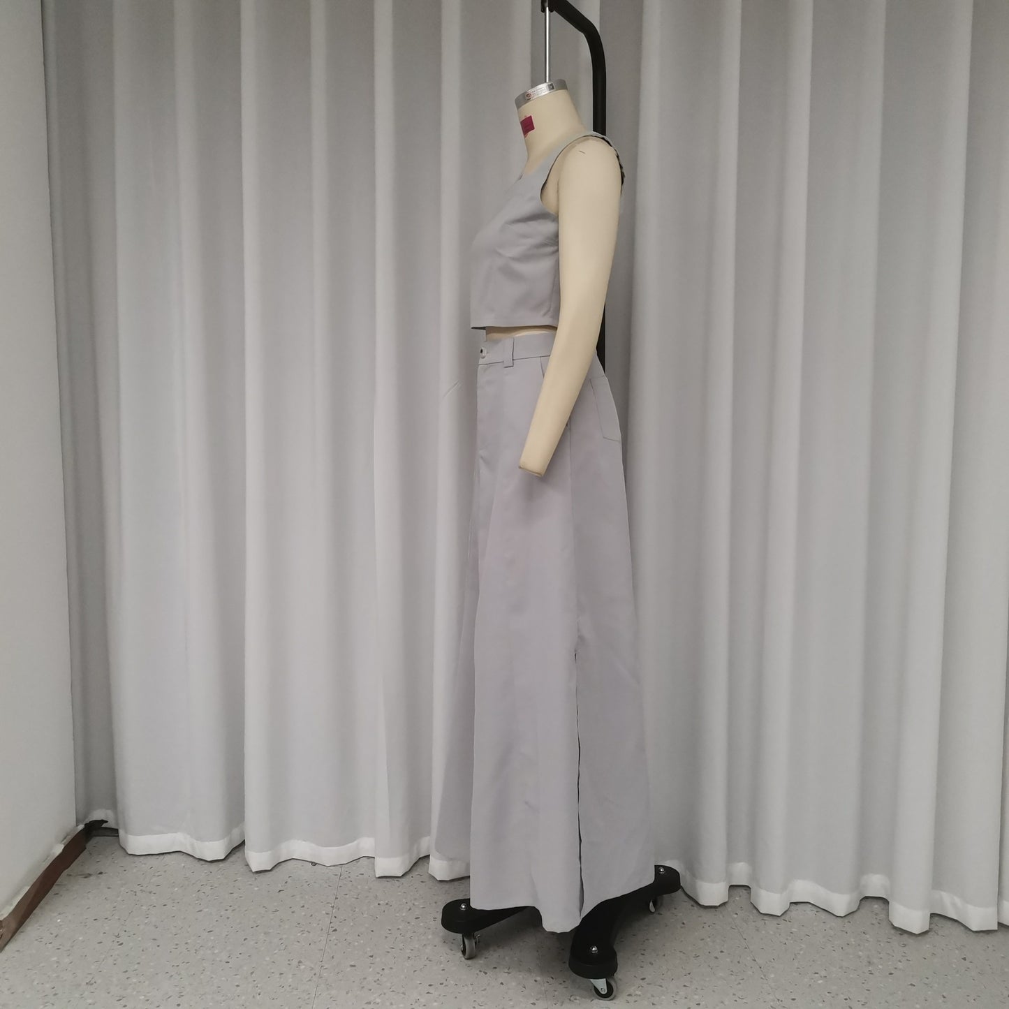 Grey Crop Top and Maxi Skirt Set