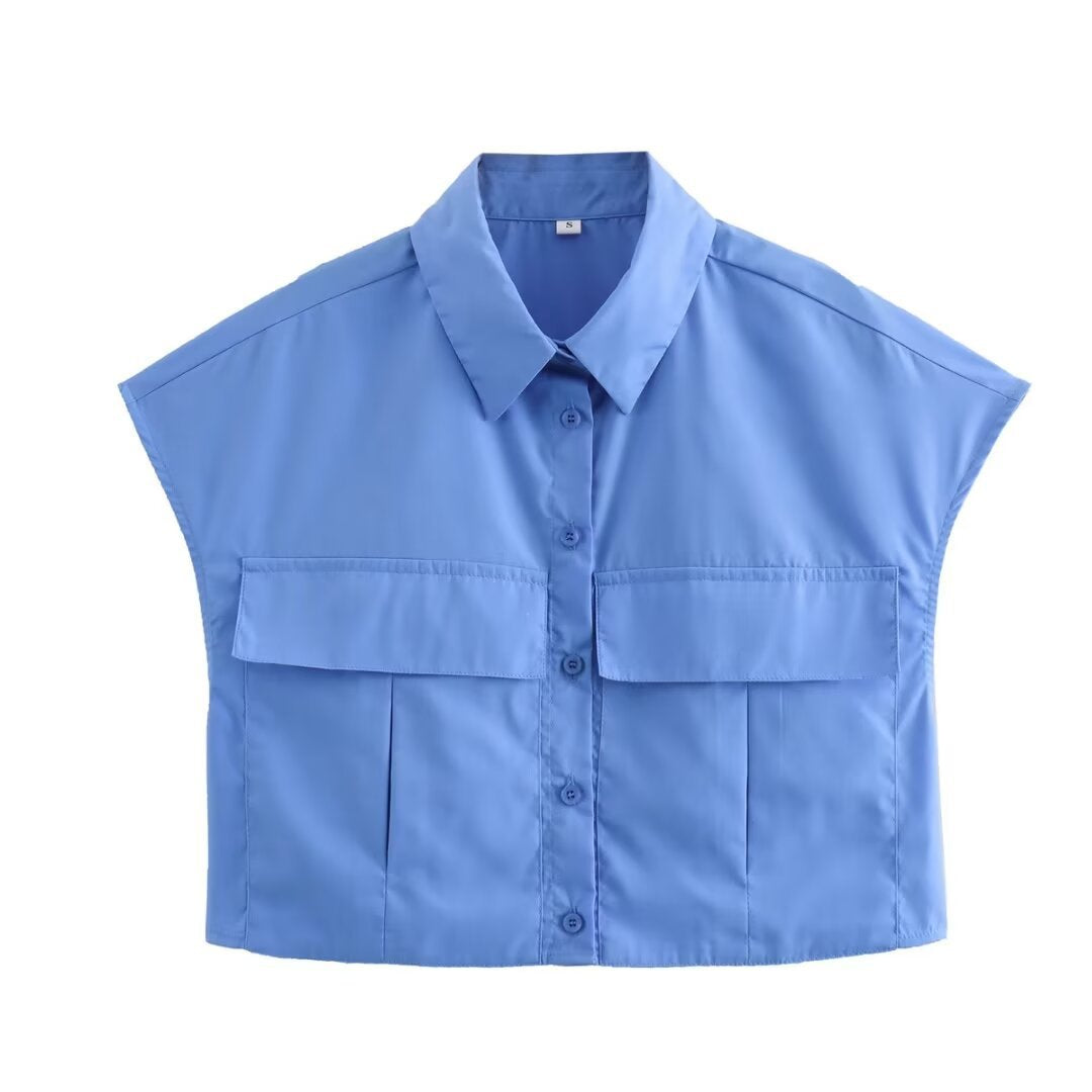 Cap Sleeve Crop Shirt