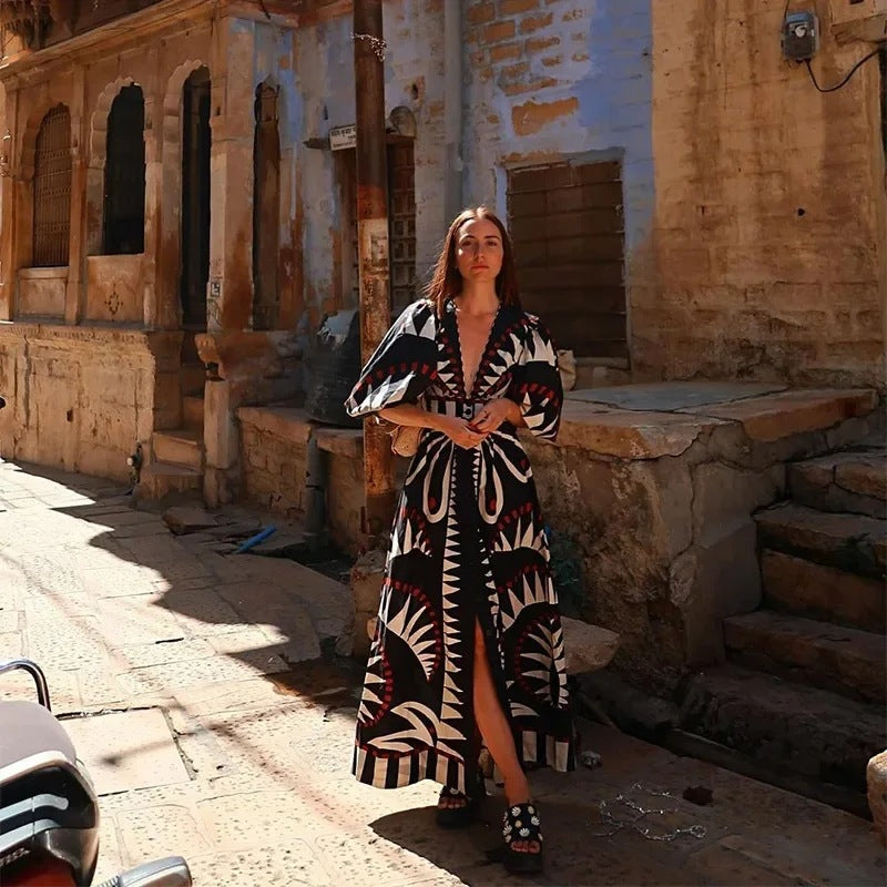 Block Printed Maxi Dress