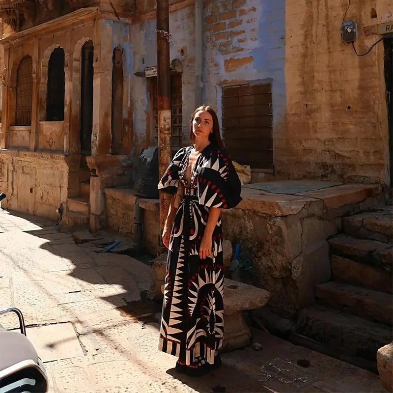 Block Printed Maxi Dress