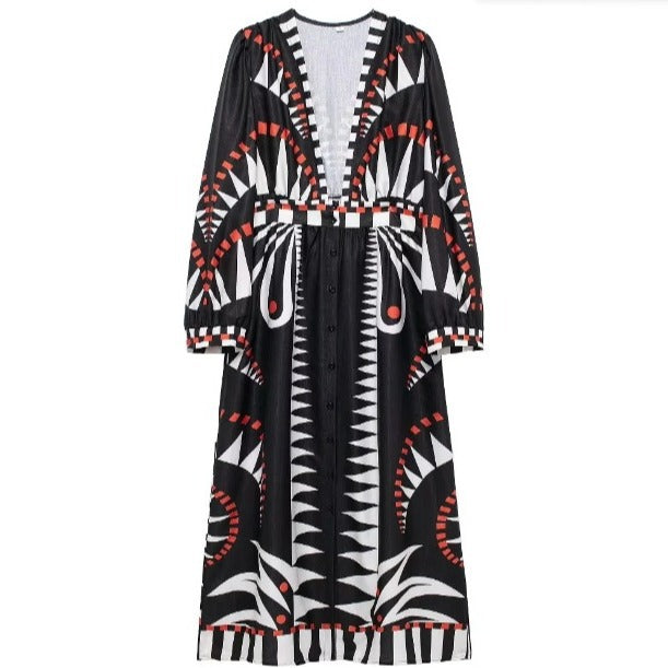 Block Printed Maxi Dress