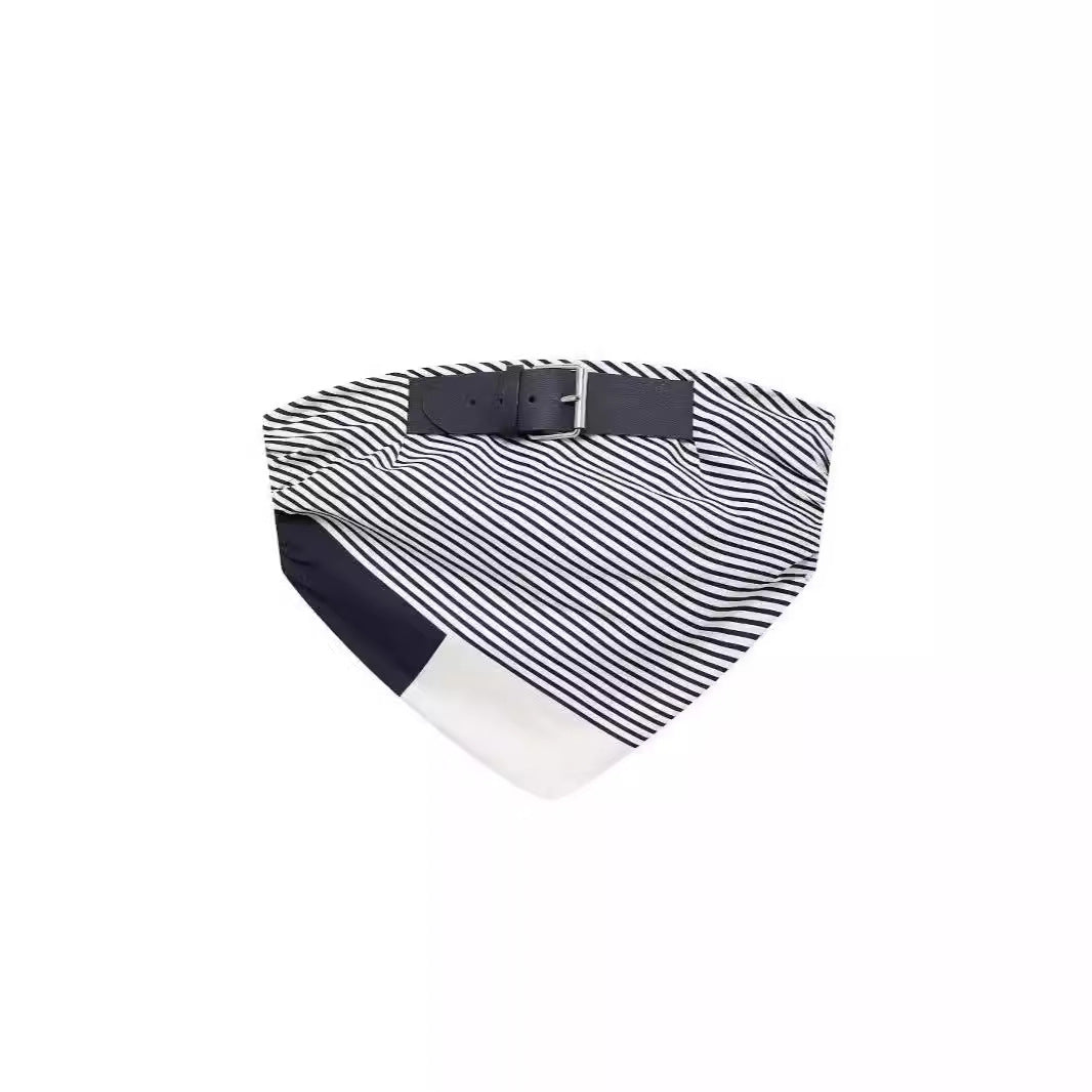 Black and White Striped Scarf Top