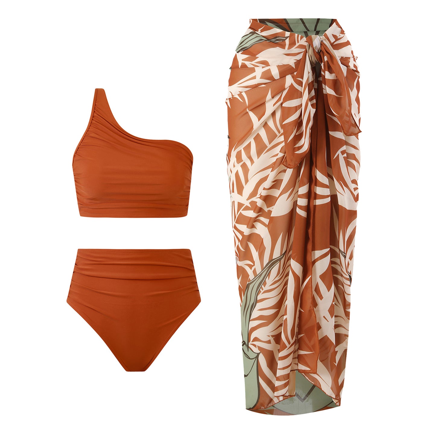 One Shoulder High Waisted Two Piece Swimsuit