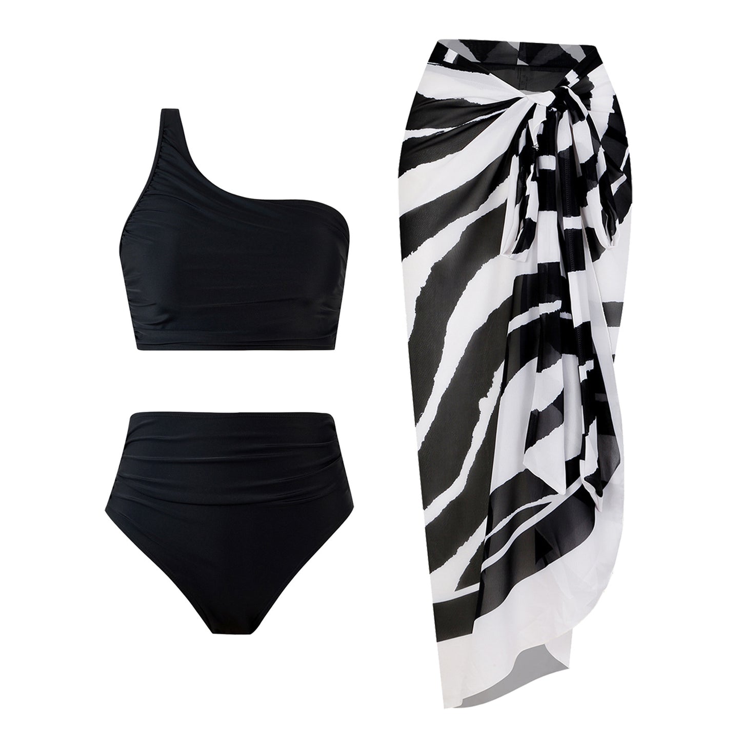 One Shoulder High Waisted Two Piece Swimsuit