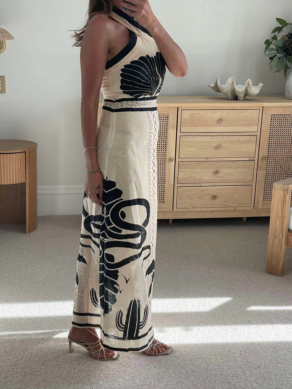 Tropical Print Maxi Dress