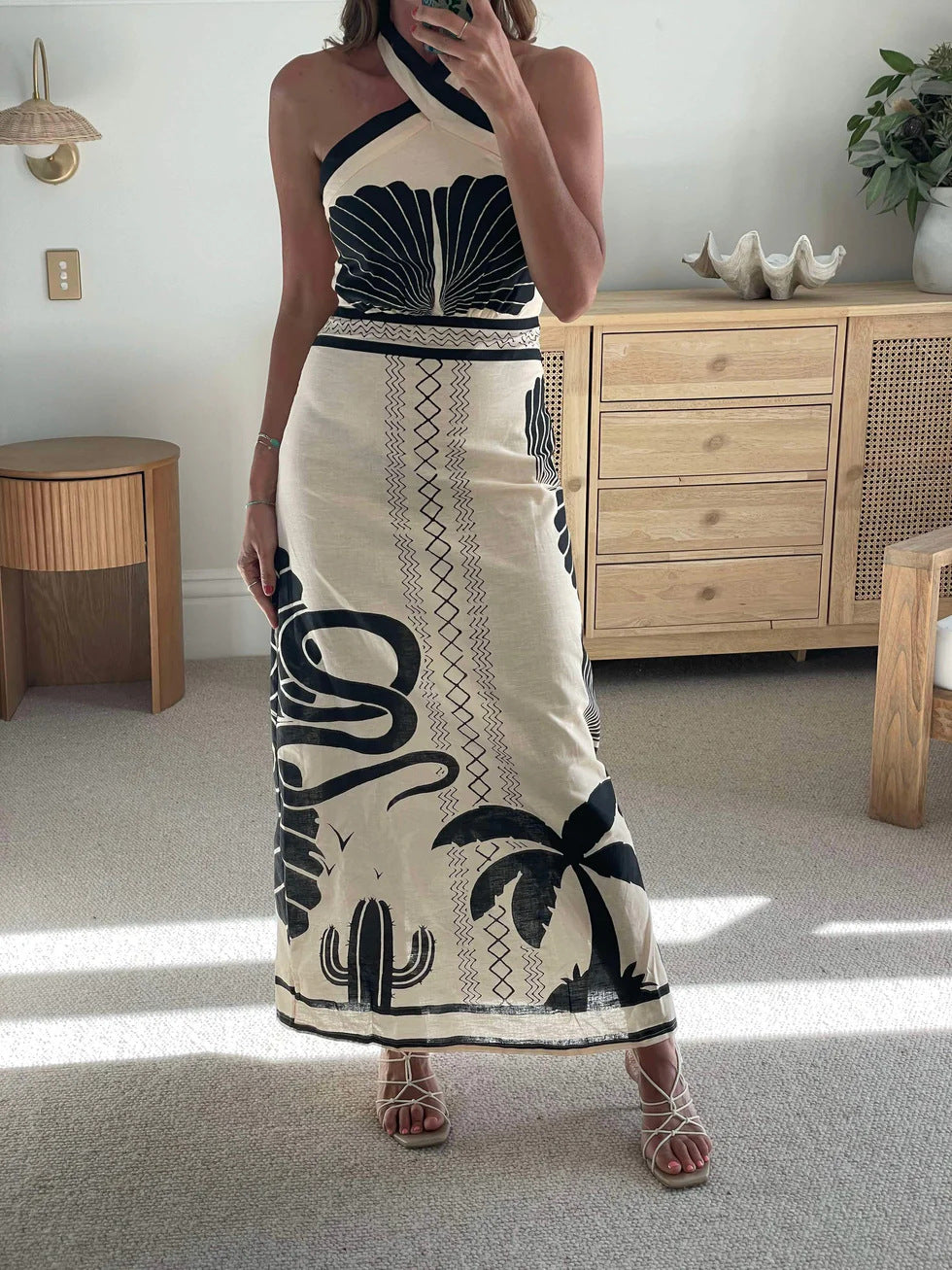 Tropical Print Maxi Dress