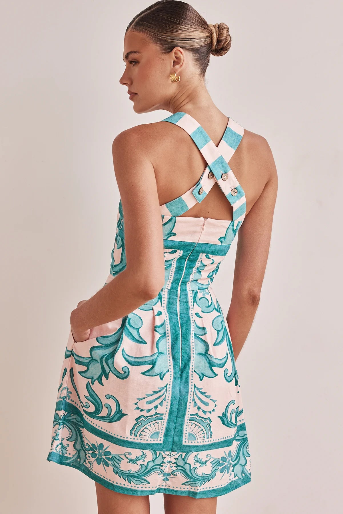 Cross Back Printed Summer Dress