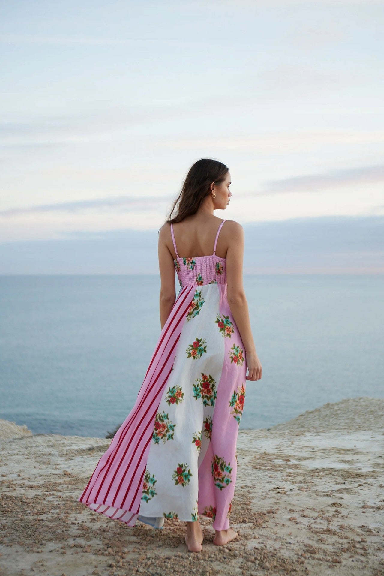Floral and Striped Maxi Dress